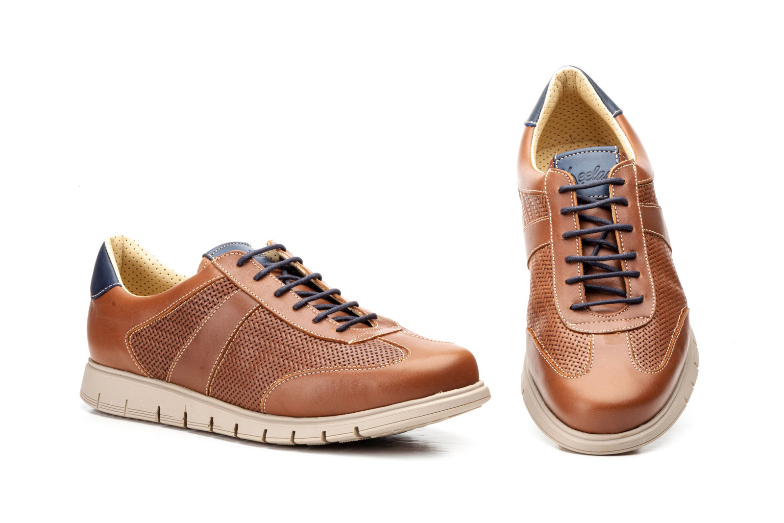 Kl 2862 Zapatos Hombre Piel Cuero Y Marino Perforados Cordones Keelan Rodri Market