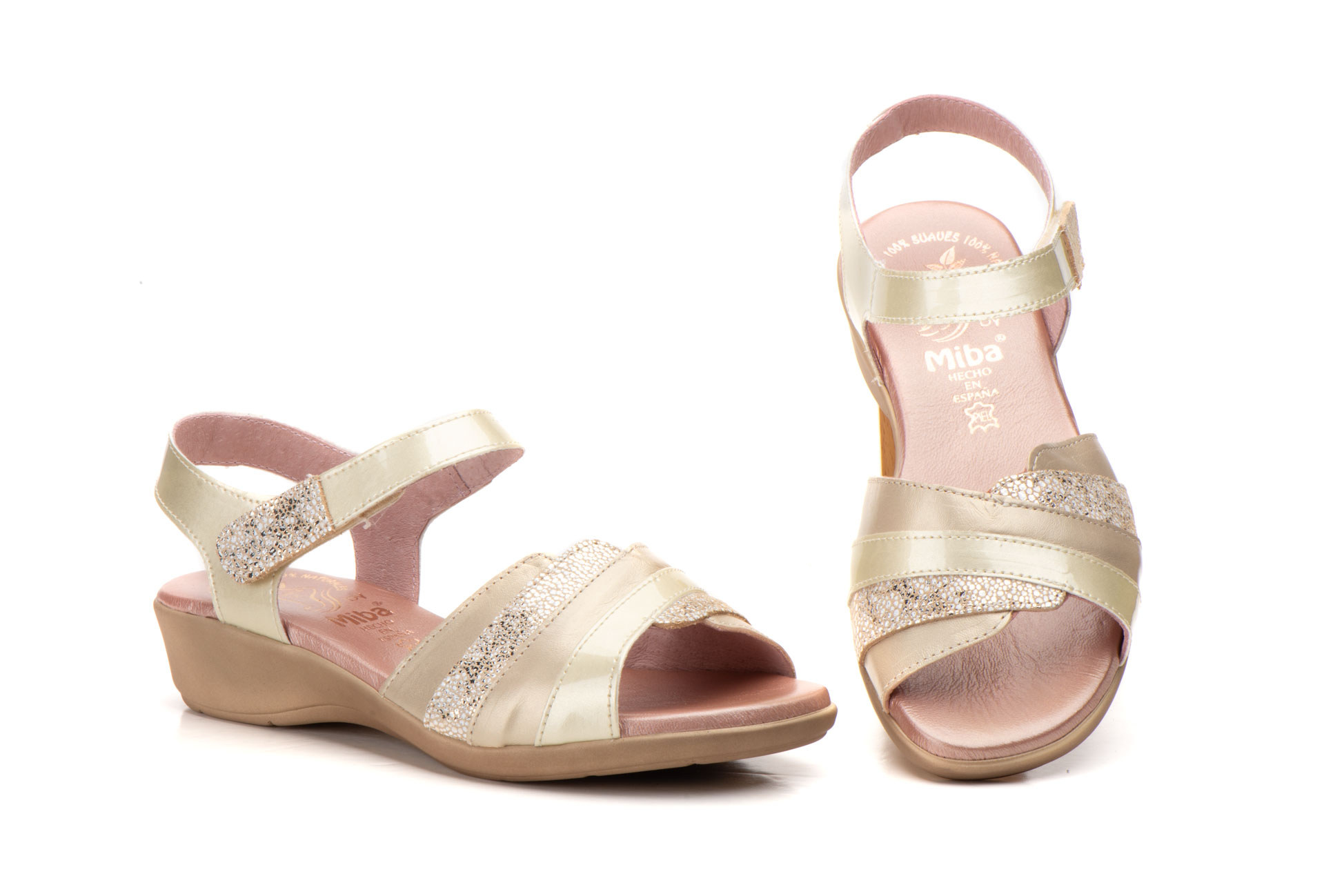 DU-3285 - Sandalias Mujer Piel Marino y Platino Velcro DUENDY - Rodri Market