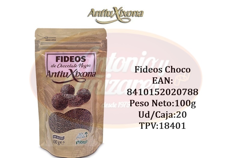 Fideos choco negro 100g doypack Antiu Xixona_18401