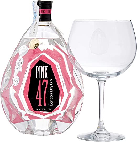 GILO008 PINK 47 LONDON DRY GIN PACK COPA BALON 70CL 47%